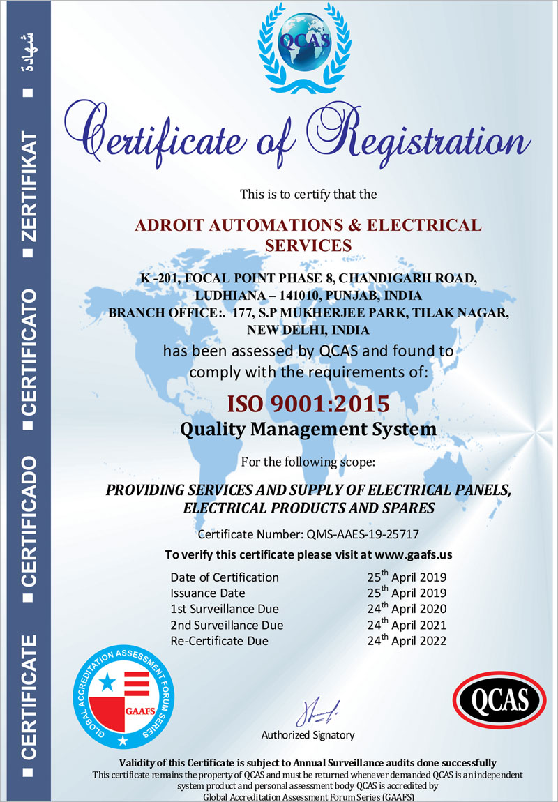 Adroit Automation Certifications